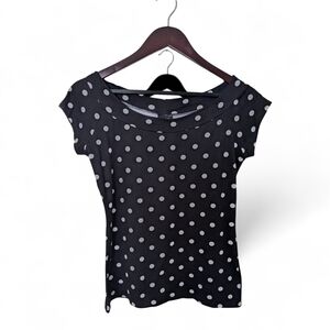 Retrolicious Black and White Polka Dot Short Sleeve Top